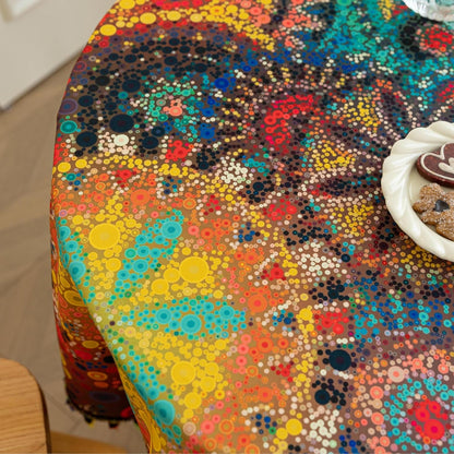 Boho Tablecloth for round Tables,Fringed Edges with Geometric Pattern Tablecloths,Farmhouse Floral Table Cover Cloth Decorative for Kitchen Dining Room,60"（Round）4