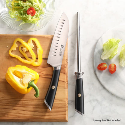 ELBERT Series German Steel Forged 7" Santoku Knife (Black)4