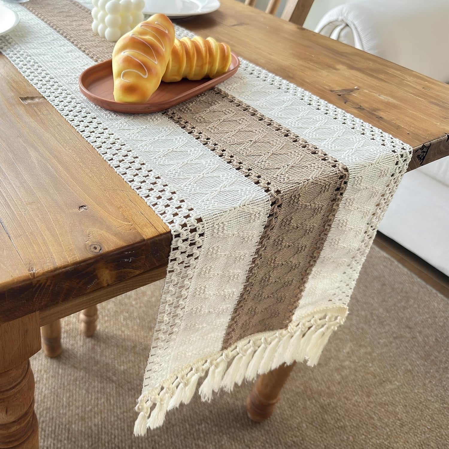boho-table-runner-for-fall-home-decor-with-tassels-72-inches-farmhouse-rustic-cream-brown-table-runners-for-bohemian-kitchen-summer-dining-table12x72in-fringe-included