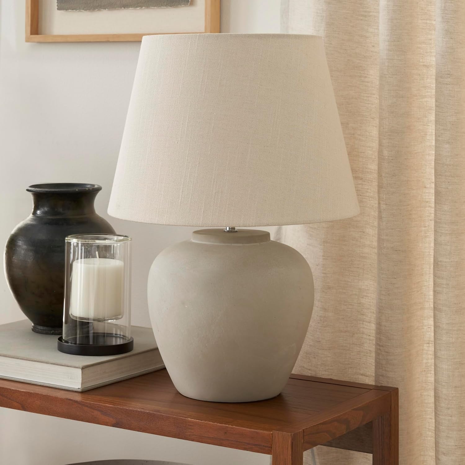 home-20-sand-light-beige-neutral-ceramic-table-lamp-with-fabric-shade-bedside-nightstand-lamp-for-bedroom-living-room-entryway