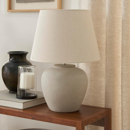 Home 20" Sand (Light Beige) Neutral Ceramic Table Lamp with Fabric Shade, Bedside Nightstand Lamp for Bedroom, Living Room, Entryway1