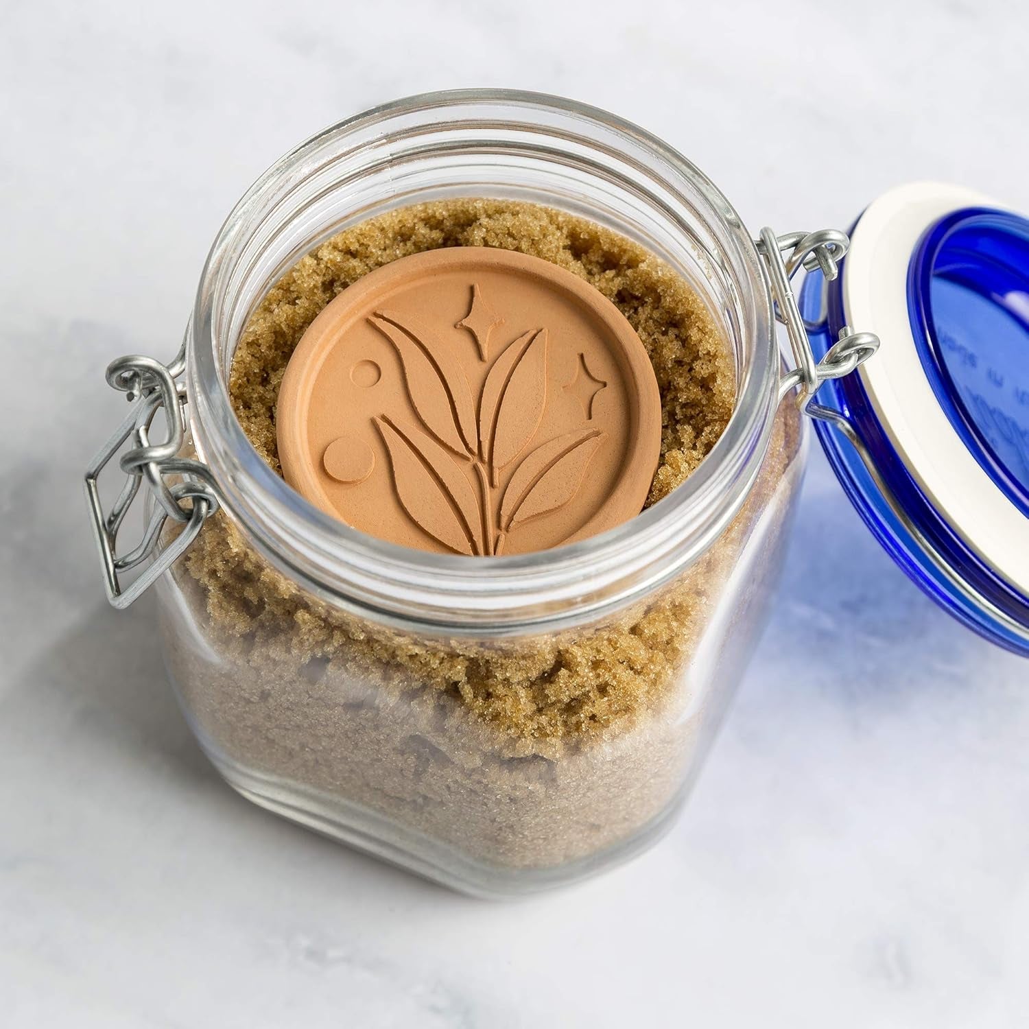 brown-sugar-saver-and-softener-disc-with-elegant-leaf-design-multiple-uses-for-food-storage-containers-reusable-and-food-safe-terracotta-2-pack