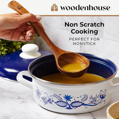 Wooden Ladle for Soup, 3 Size Teak Wood Ladle Spoon with Back Hooks4