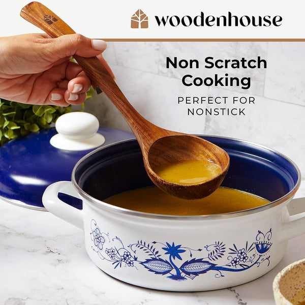 Wooden Ladle for Soup, 3 Size Teak Wood Ladle Spoon with Back Hooks4