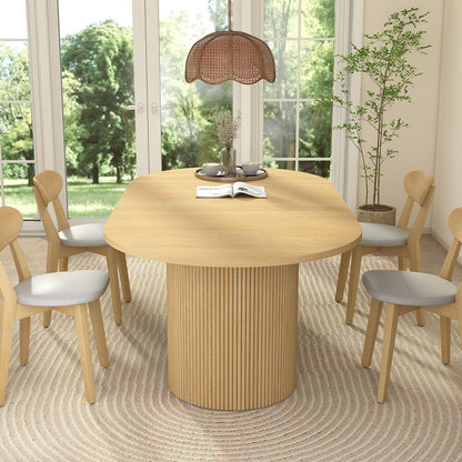 41 In-78 in Extendable Dining Room Table for 4-8, round Expandable Kitchen Table with Fluted Base, Modern Farmhouse Oval Dinner Tables for Dining Room Kitchen Living Room (Natural)7