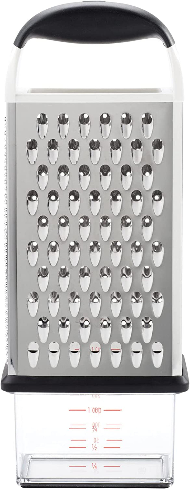 oxo-good-grips-4-sided-box-grater-for-cheese-vegetables-with-container-stainless-steel-grating-surfaces-non-slip-handle-detachable-container-cheese-vegetables-zesting-multi-purpose-grater