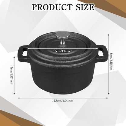 6 Pcs Mini Dutch Oven with Lids and Dual Handles round Small Iron Cocotte Pot Black Cast Iron Pot for Marinate Bake Refrigerate Cook Grill Garlic Roaster BBQ Stovetop Use (8 Oz)2