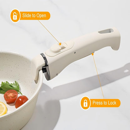 Pots and Pans Set Non Stick 20PCS, Ceramic Cookware Set Detachable Handle Non Toxic Stackable Kithchen Set, Dishwasher Oven Safe Induction Compatiable Frying Pans Pots Skillets, White7