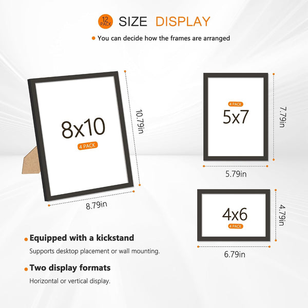 12 Pack Gallery Collage Frame Mixed Sizes Black5