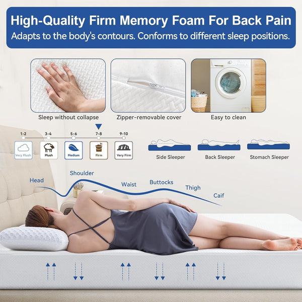 Extra Firm Mattress, 8 Inch King Size Premier Cooling Green Tea Gel Memory Foam Mattress in Box, High-Density Mattress for Back Pain, Removable Fiberglass Free Cover, Certipur-Us, 80'' X 76''7