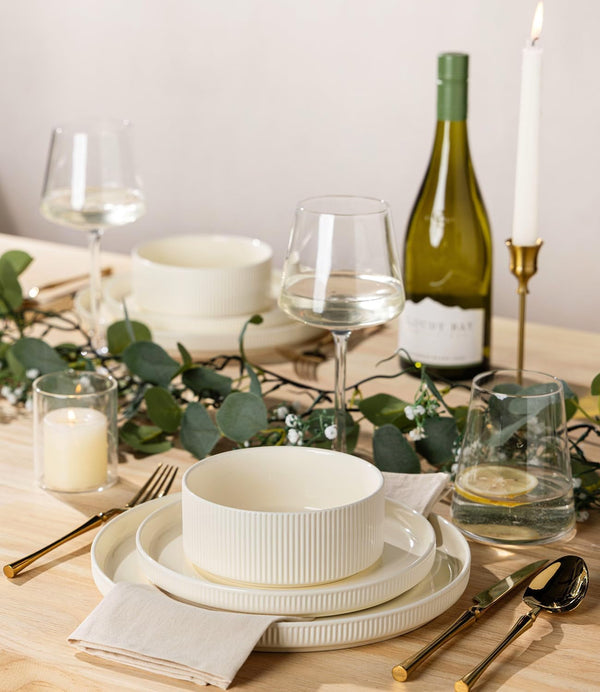 Ceramic Dinnerware Set for 4, 12-Piece Plates and Bowls Set5