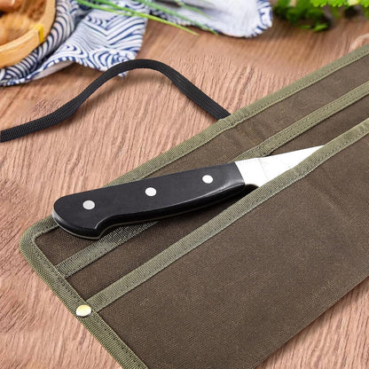 Chef Knife Sheath,Waxed Canvas Single Chef Knife Case Bag Roll for Traval,Sheaths for Chef'S Kitchen Knives,Tool Organizer Pouch Culinary Accessories Cooking Tools Roll,Gifts for Men3