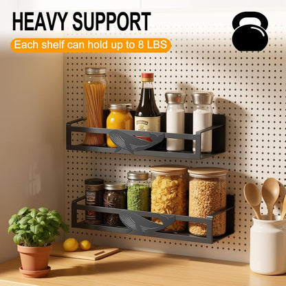 Magnetic Spice Rack for Refrigerator, 4-Pack Metal Seasoning Organizer for Kitchen Storage Organization, Magnetic Shelf for Fridge Space Saving Spice Organizer, Black5