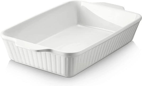 Casserole Dish, 9X13 Ceramic Baking Dish, Large Lasagna Pan Deep for Oven, 4.2 Quarts Baking Pan with Handles, Oven Safe and Durable Bakeware for Lasagna, Home Decor, Wedding Gift, Soft White1