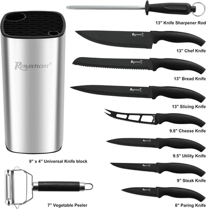 Kitchen Knife Sets, 10PCS High Carbon Stainless Steel Knife Sets with Block, Black Knife Block Set, Knives Set for Kitchen with Anti-Slip Handle, Exquisite Knives Set New Home Essentials2