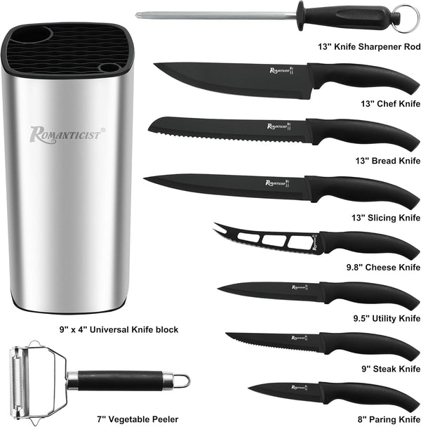 Kitchen Knife Sets, 10PCS High Carbon Stainless Steel Knife Sets with Block, Black Knife Block Set, Knives Set for Kitchen with Anti-Slip Handle, Exquisite Knives Set New Home Essentials2