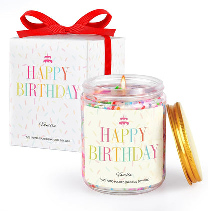 Happy Birthday Candle - Birthday Gifts for Women, Men, Mom, Dad, Sister, Teacher, Friends, Natural Soy Wax Vanilla Scented Candles1