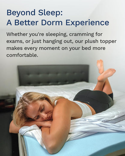 4 Inch Pillow Top Memory Foam Mattress Topper Twin XL - Cooling Certipur-Us Certified - Extra Long Hybrid Lux Dual Layer Mattress Pad - Perfect for College Dorms6