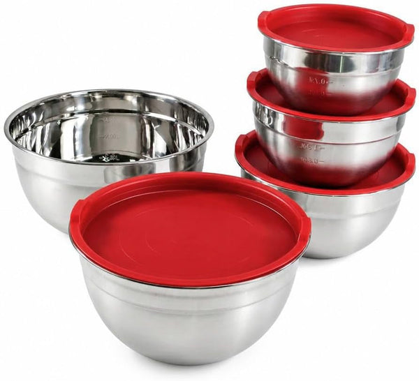 Stainless Steel Mixing Bowl Set with Lids, 5PCS Kitchen Food Prep Bowls5