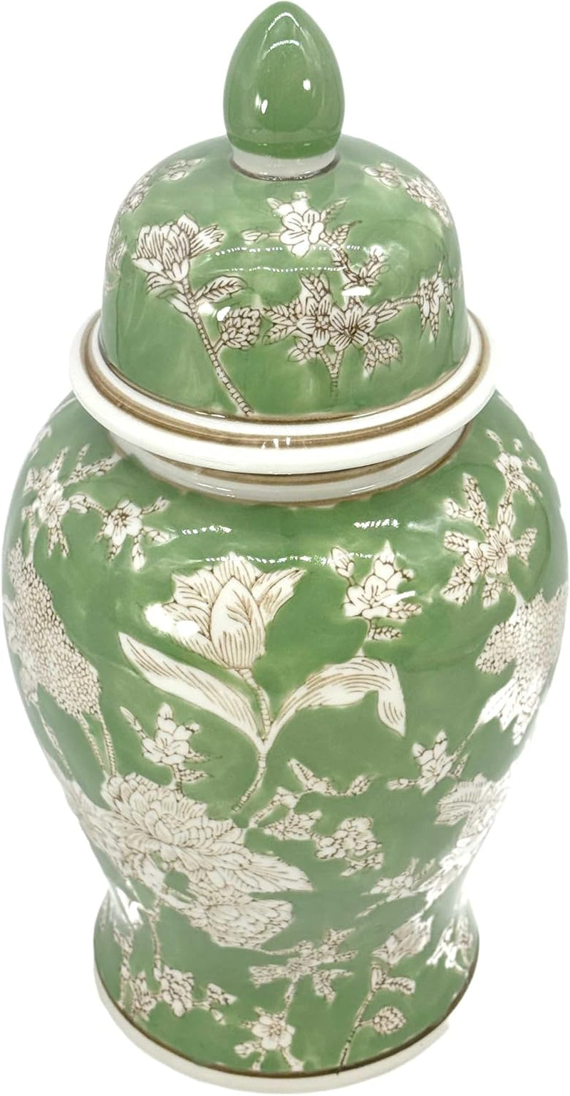 14-green-white-floral-ceramic-porcelain-ginger-jar-floral-home-decor-jar-urn-shape-vase