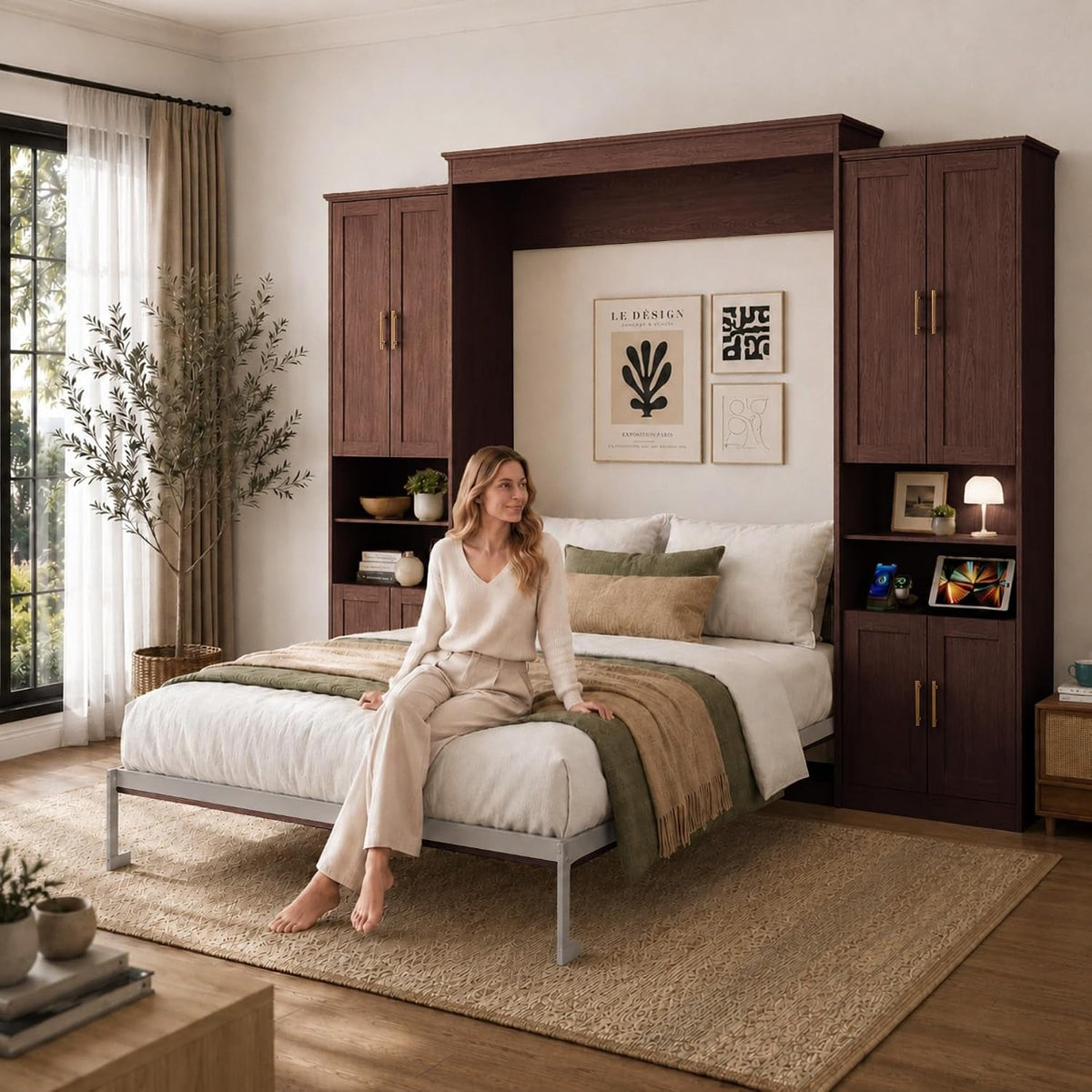 murphy-bed-queen-with-2-storage-cabinets-and-usb-port-walnut