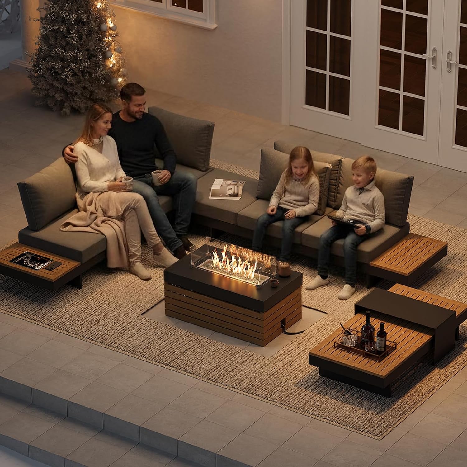 patio-conversation-sets-with-fire-pit-teak-outdoor-sofa-set