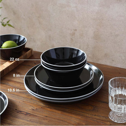 Saturn Dinnerware Sets, Ceramic Plates and Bowls for 4 with Trim2