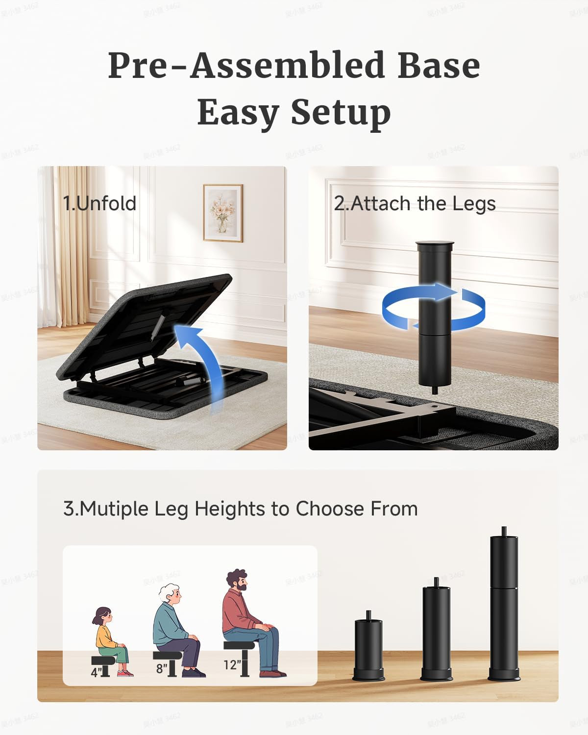 twin-xl-adjustable-bed-frame-independent-head-and-foot-incline-quiet-motor-wired-remote-3-height-options-tool-free-assembly-electric-bed-base-for-reading-and-watching-tv
