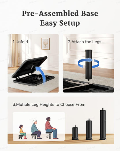Twin XL Adjustable Bed Frame, Independent Head and Foot Incline, Quiet Motor, Wired Remote, 3 Height Options, Tool-Free Assembly, Electric Bed Base for Reading and Watching TV6