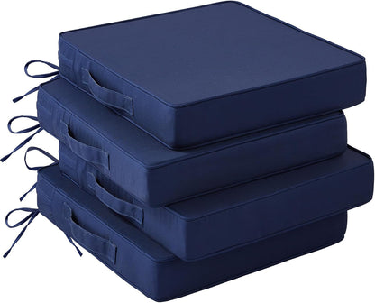 Patio Chair Cushions, 19" X 19" X 3" Outdoor Chair Cushions Set of 4, Waterproof Outdoor Cushions for Patio Furniture, Outdoors Seat Cushions with Handle and Ties, Navy Blue1