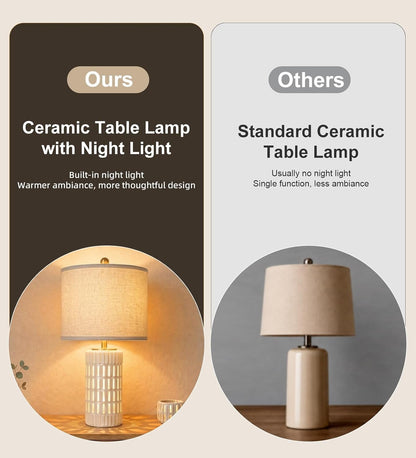 24" Boho Ceramic Table Lamps Set of 2 for Bedroom with Night Light4