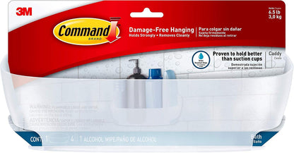 Shower Caddy, Clear Frosted, 1-Caddy, 4-Water Resistant Strips, Organize Damage-Free1