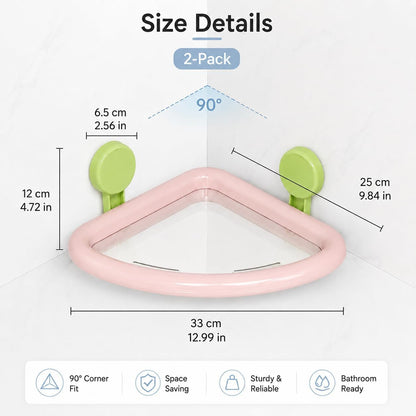 Corner Shower Caddy Suction Cup, 2-Pack Suction Cup Shelves,Pink3