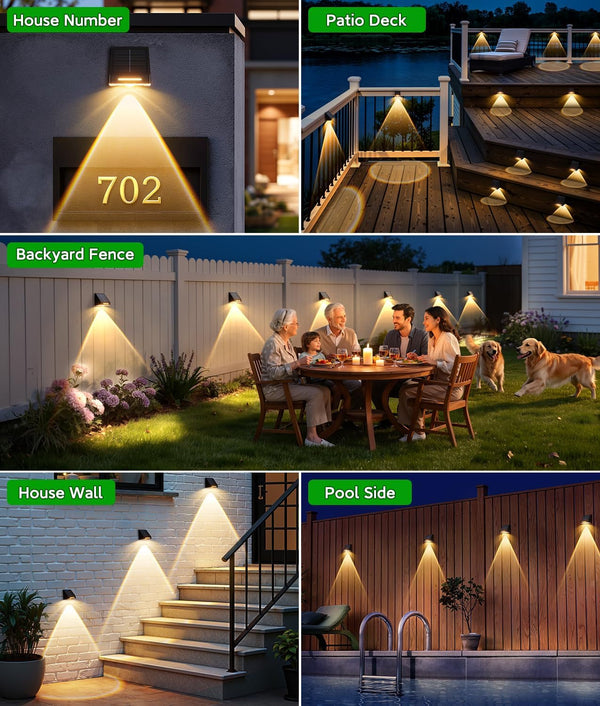 Solar Fence Lights Outdoor Waterproof 10 Pack, Solar Fence Lights with Ultra-Bright LED Lens, 10 Modes & 9 Colors Outdoor Solar Lights for Fence, Backyard, Railing, Patio, Wall, Step, Deck9