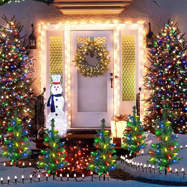 Upgraded 4-Pack Solar Christmas Garden Stake Lights, Decorative Xmas Tree Solar Christmas Yard Stake Outdoor Waterproof Pathway Lights for Garden Patio Yard Decorations7