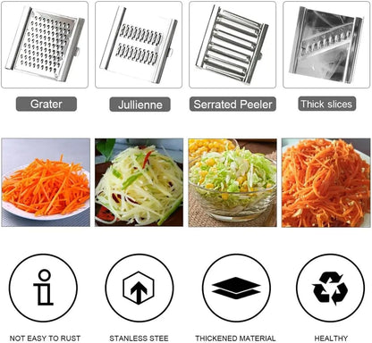 4-In-1 Stainless Steel Mandoline Slicer – Adjustable Vegetable Grater and Peeler with 3 Interchangeable Blades – for Potatoes, Carrots, Cucumbers – Dishwasher Safe Kitchen Tool – Silver5