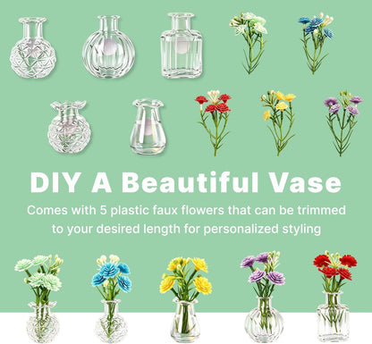 Cute Mini Vase Magnets for Fridge, Funny Decorative Magnets, 5 Pack | Tiny Plant Glass Vases with Faux Flowers, Whimsical Magnetic Refrigerator Decor, for Kitchen, Locker, Office, Gift2