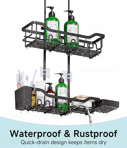 Shower Caddy Hanging over the Door, Upgraded Extended Length Shower Organizer, Rustproof Bathroom Rack with Hooks Soap Holder5