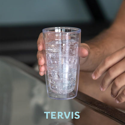 Clear & Colorful Tabletop Made in USA Double Walled Insulated Tumbler Travel Cup Keeps Drinks Cold & Hot, 16Oz - 4Pk, Clear | Made in USA, Double-Wall Insulated, Shatterproof, Bpa-Free, Dishwasher Safe, Fits Most Cupholders, Great to Gift, Set of 45