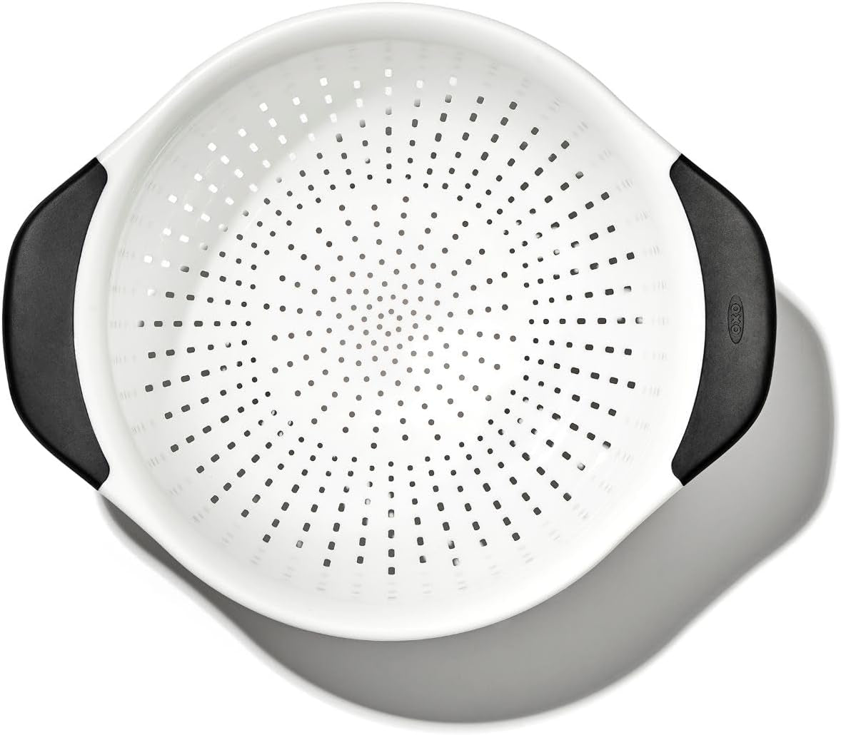 oxo-good-grips-plastic-strainer-3-qt-capacity-white-for-pasta-and-vegetables-colander-non-slip-feet-soft-handles-dishwasher-safe-stable-draining
