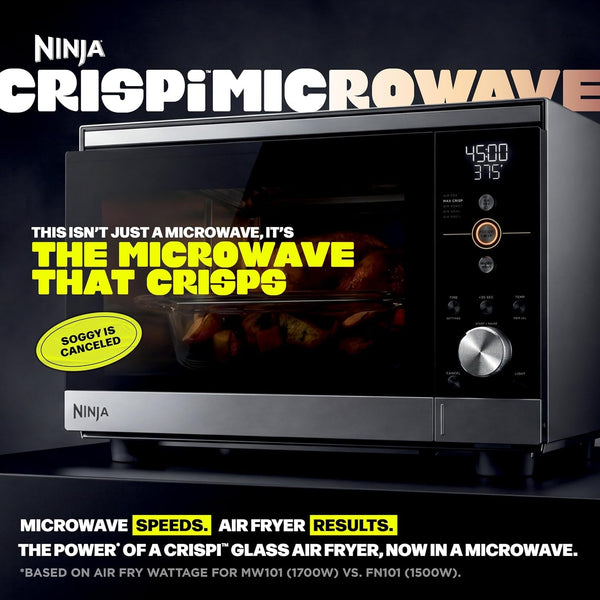Ninja® Crispi™ Microwave & Air Fryer with Fusioncrisp, Silver, MW101 | Replaces a Countertop Microwave and Air Fryer with 14 Functions; Fast 1000W Microwave and Powerful 1700W Ninja® Air Fryer.2