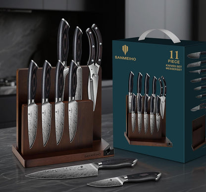 11 PCS Knife Set, Magnetic Knife Block Set in Powder Steel7