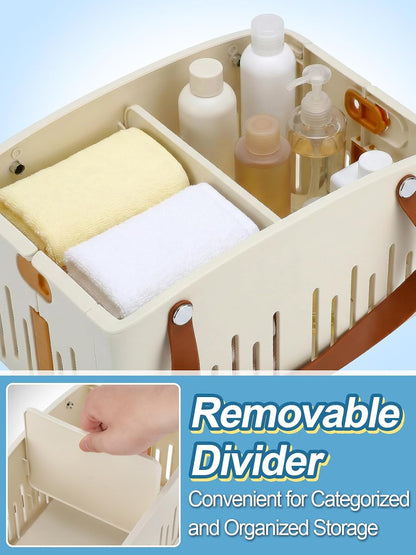Collapsible Portable Plastic Shower Caddy Dorm Room, Beige3
