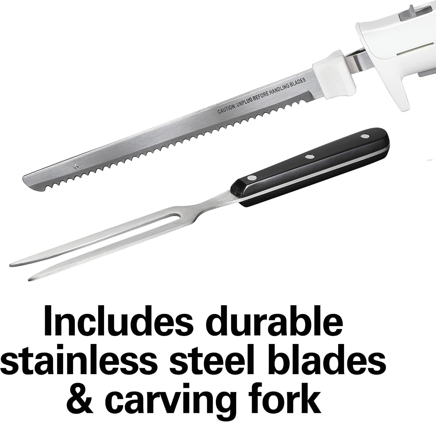 electric-knife-set-for-carving-meats-poultry-bread-crafting-foam-more-reciprocating-serrated-stainless-steel-blades-ergonomic-design-storage-case-fork-included-5-foot-cord