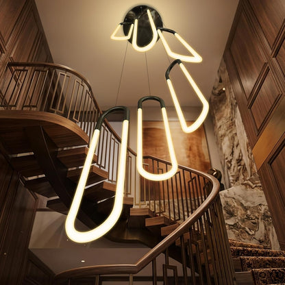6 Rings 118'' Modern Large Dimmable LED Chandelier Dining Room Pendant Light Fixtures Ring Chandelier for Foyer Staircase Living Room Kitchen Island Black3