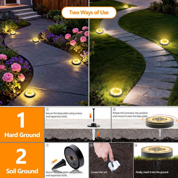 16 Pack 2.9Inch Solar Ground Lights Outdoor, Warm White2