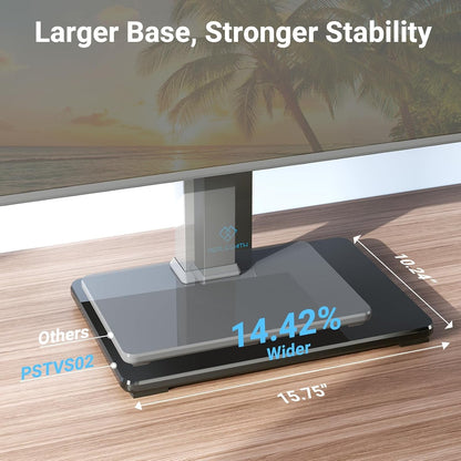Universal Swivel TV Stand for 32-75 Inch Tvs, Table Top TV Stand Base up to 99 Lbs, 4 Height Adjustable Universal TV Legs with Tempered Glass Base, Max VESA 600X400Mm, PSTVS02-N16