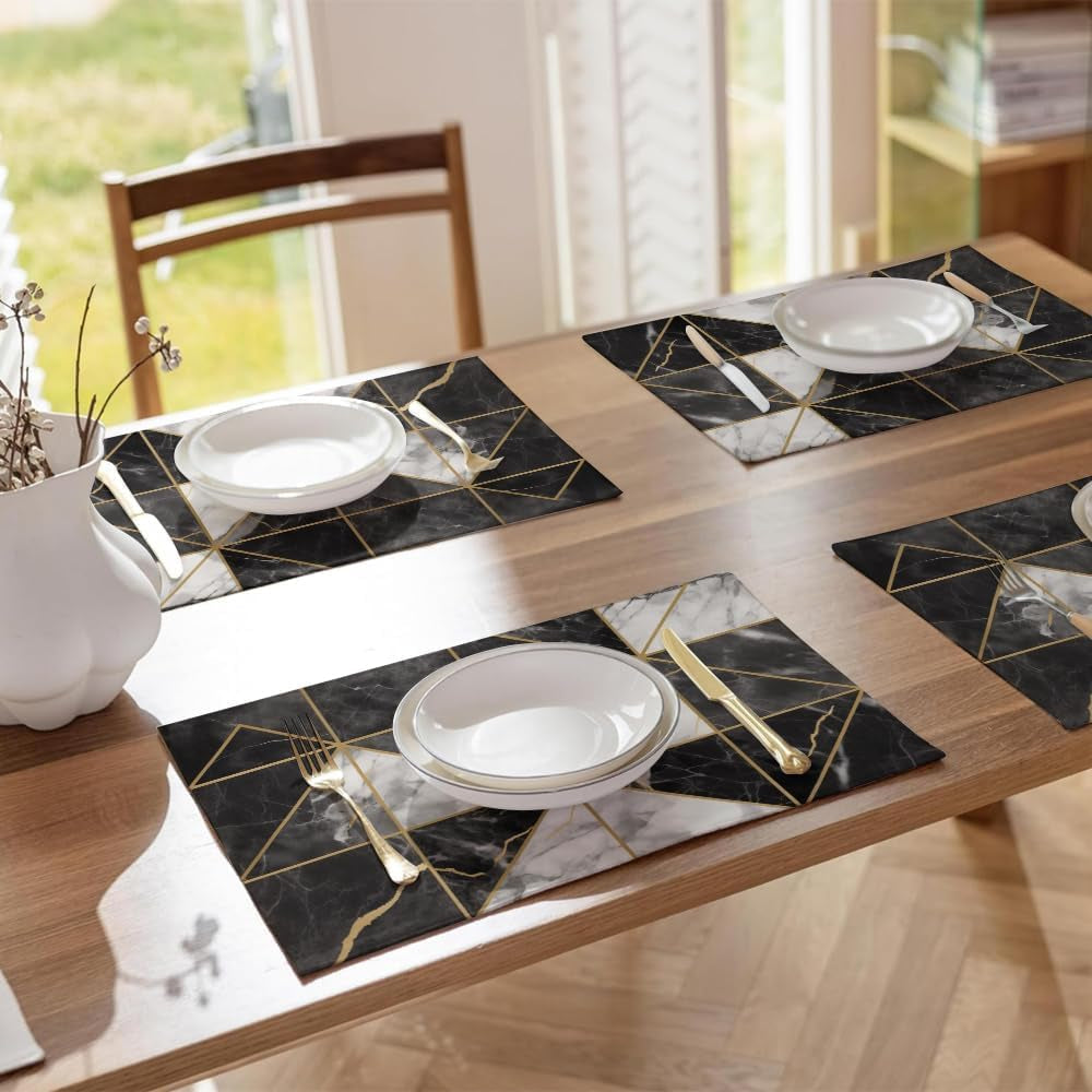 12x18-black-and-white-marble-geometric-placemats-set-of-4-washable-thick-place-mats-kitchen-table-mats-decorative-linen-fabric-table-mat-for-dining-decoration-table-kitchen-home-decor