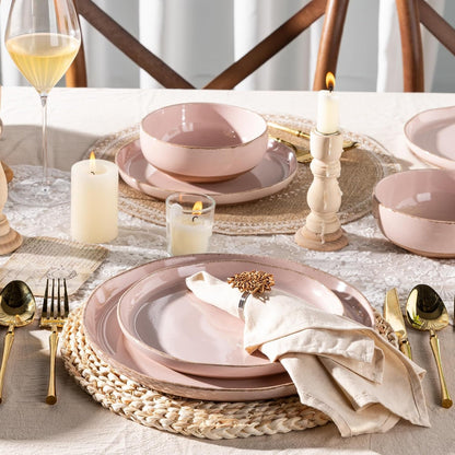 Dinnerware Sets for 4, 12 Pieces Ceramic Plates and Bowls Set8