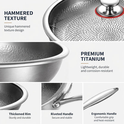 Titanium Pans for Cooking, 12 Inch Titanium Pro Hammered Frying Pan with Lid, Titanium Cookware for Cooking Kitchen Induction Compatible4